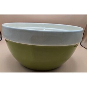 Stoneware Mixing Bowl Large 10" Wide Green/cream